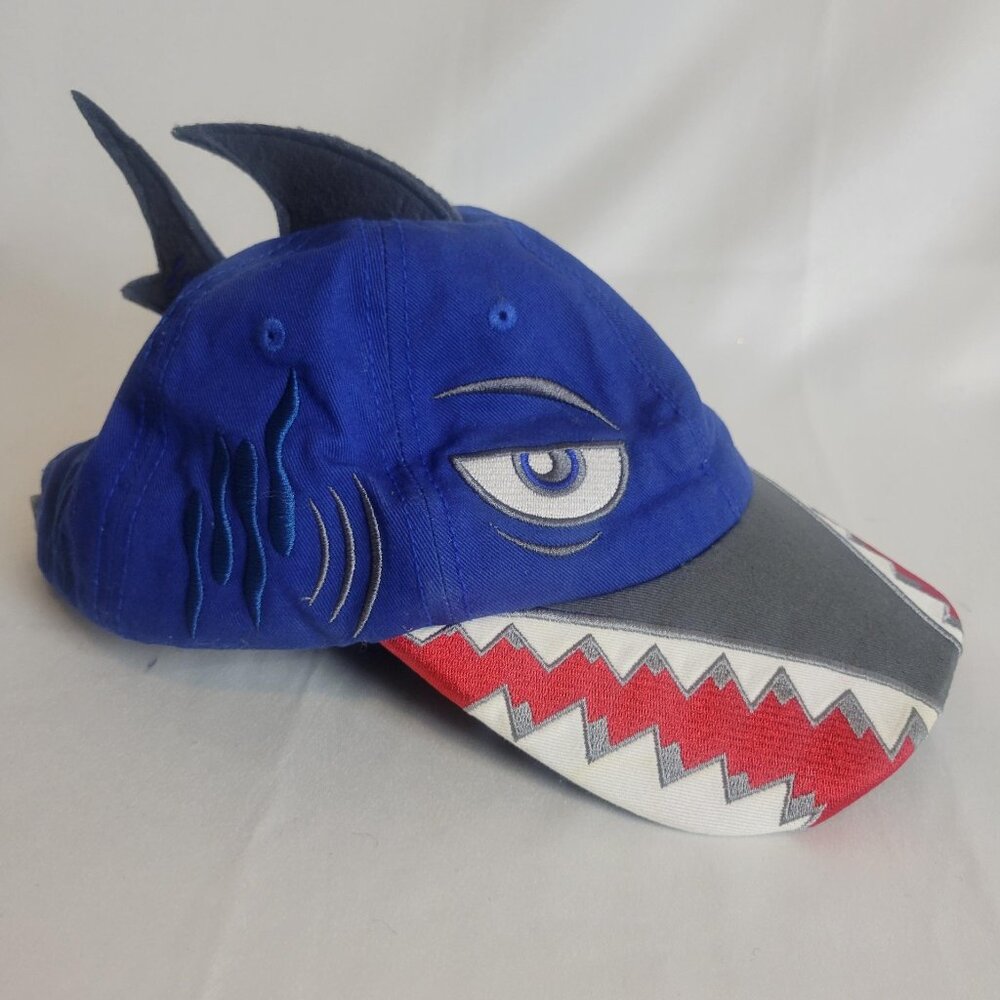 Fatface Shark Baseball Hat Fin Teeth Embroidered Cap Adjustable Blue Golf Fish